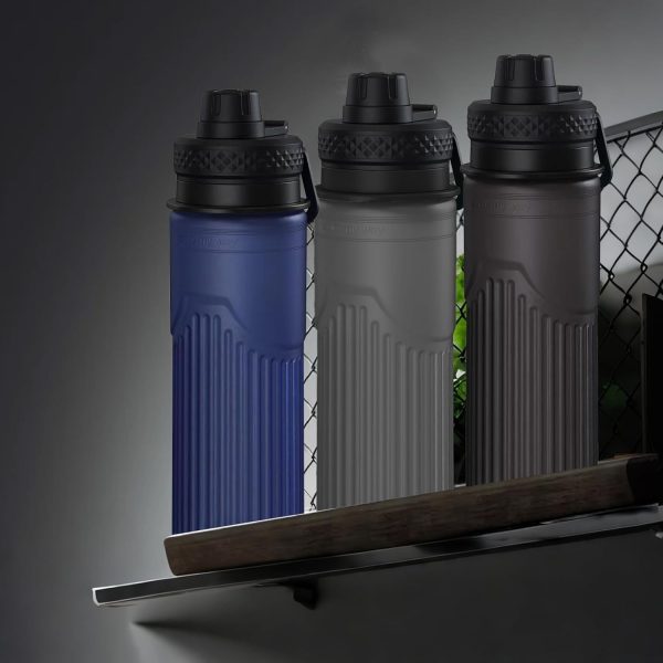 Collapsible Water Bottle, Sport Water Bottle 24oz, Reuseable BPA Free Silicone Foldable Water Bottles Leak-proof Portable Water Bottle for Travel, Gym, Hiking, Office, Camping (Dark Blue) - Image 9