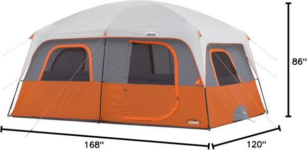 CORE Tent for Family Camping | 10 Person / 11 Person / 12 Person Large Multi Room Cabin Tents for Car Camping & Outdoor Adventures - Image 10