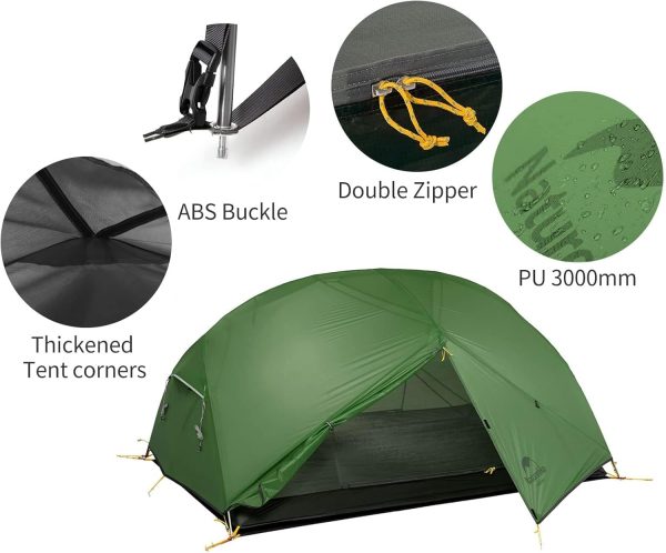 Naturehike Camping Tent, 2/3 Person Double Layer, Instant Easy Setup, Waterproof PU2000mm, 54 MPH Wind Resistance, UPF 50+, Outdoor Tent for Camping, Festivals, Backyard, Sleepovers - Image 4